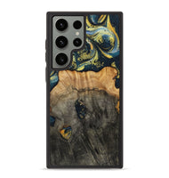 Galaxy S23 Ultra Wood+Resin Phone Case - Eduardo (Teal & Gold, 720907)