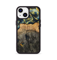 iPhone 13 Wood+Resin Phone Case - Eduardo (Teal & Gold, 720907)