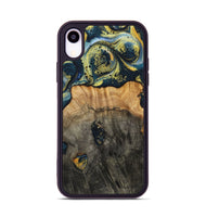 iPhone Xr Wood+Resin Phone Case - Eduardo (Teal & Gold, 720907)