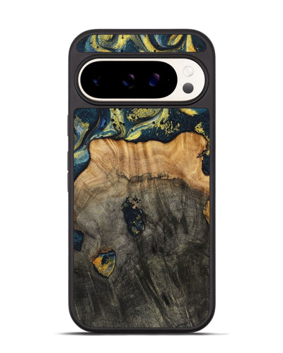 Pixel 9 Pro Wood+Resin Phone Case - Eduardo (Teal & Gold, 720907)