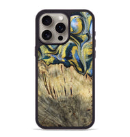 iPhone 15 Pro Max Wood+Resin Phone Case - Aisha (Teal & Gold, 720908)