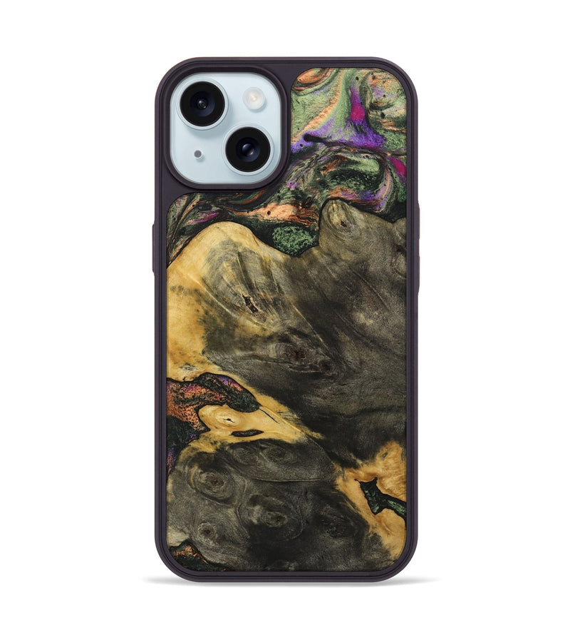 iPhone 15 Wood+Resin Phone Case - Myles (Green, 720954)