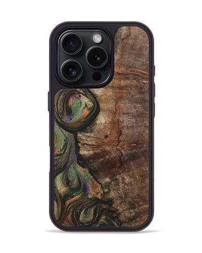 iPhone 16 Pro Wood+Resin Phone Case - Sallie (Green, 720967)