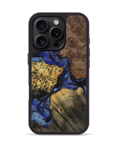 iPhone 16 Pro Wood+Resin Phone Case - Laurence (Blue, 721006)