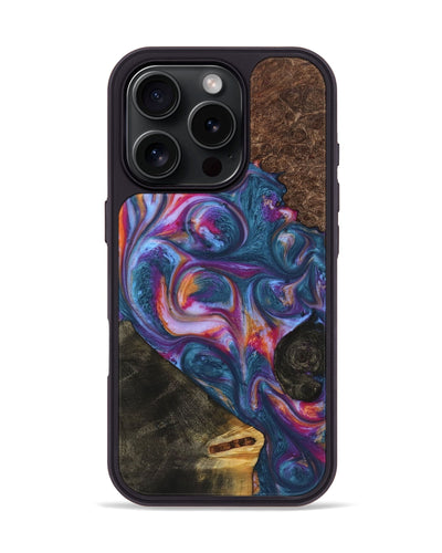 iPhone 16 Pro Wood+Resin Phone Case - Brenda (Blue, 721007)