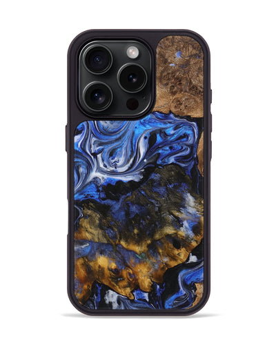 iPhone 16 Pro Wood+Resin Phone Case - Gladys (Blue, 721009)