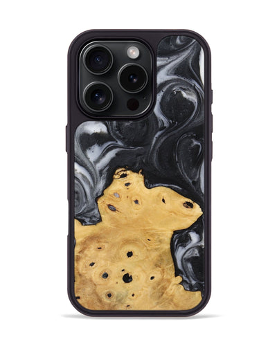 iPhone 16 Pro Wood+Resin Phone Case - Corinne (Black & White, 721023)