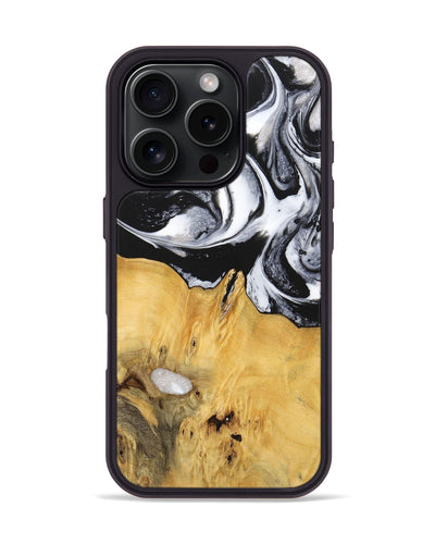 iPhone 16 Pro Wood+Resin Phone Case - Deborah (Black & White, 721025)