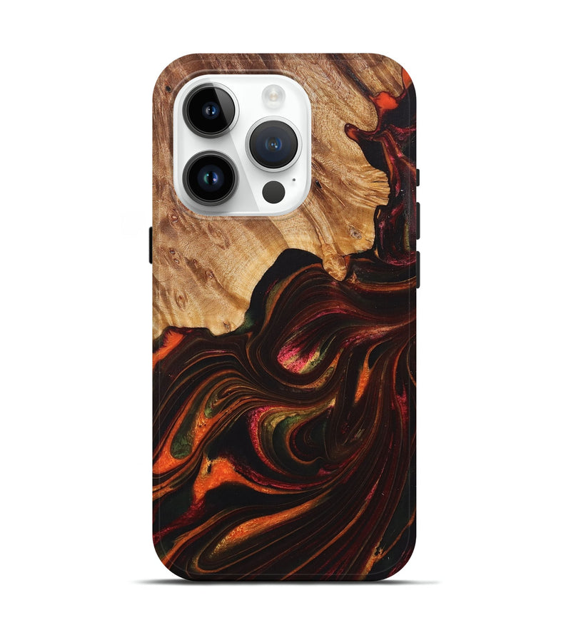 iPhone 15 Pro Wood+Resin Live Edge Phone Case - Lula (Red, 721027)