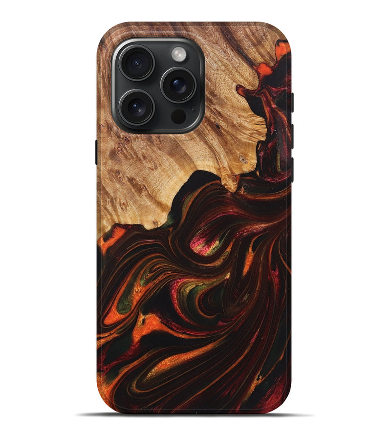 iPhone 16 Pro Max Wood+Resin Live Edge Phone Case - Lula (Red, 721027)