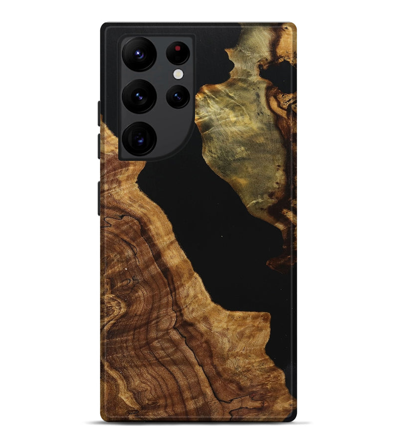 Galaxy S22 Ultra Wood+Resin Live Edge Phone Case - Ellie (Pure Black, 721038)