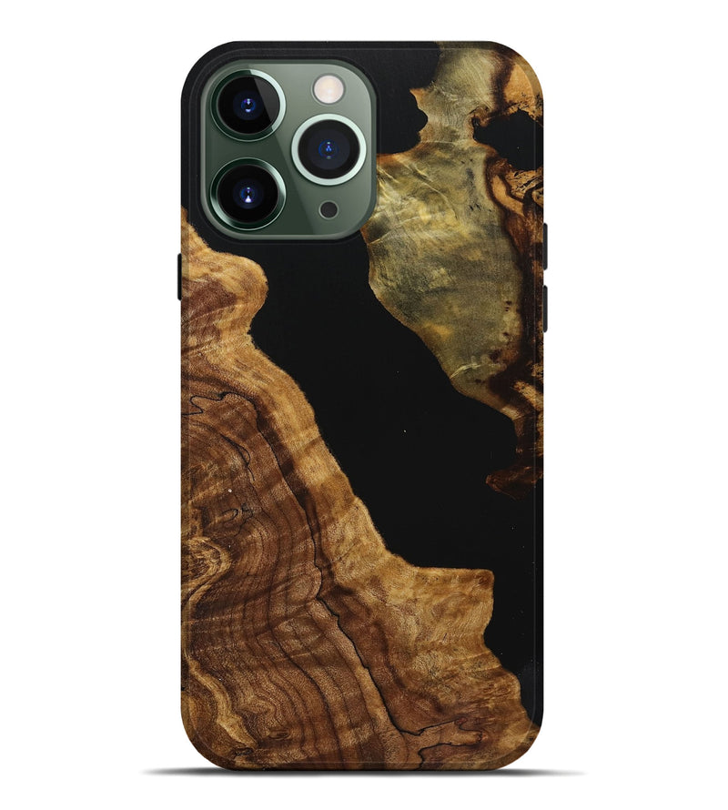 iPhone 13 Pro Max Wood+Resin Live Edge Phone Case - Ellie (Pure Black, 721038)