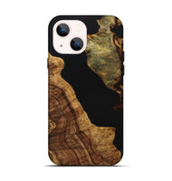 iPhone 14 Wood+Resin Live Edge Phone Case - Ellie (Pure Black, 721038)