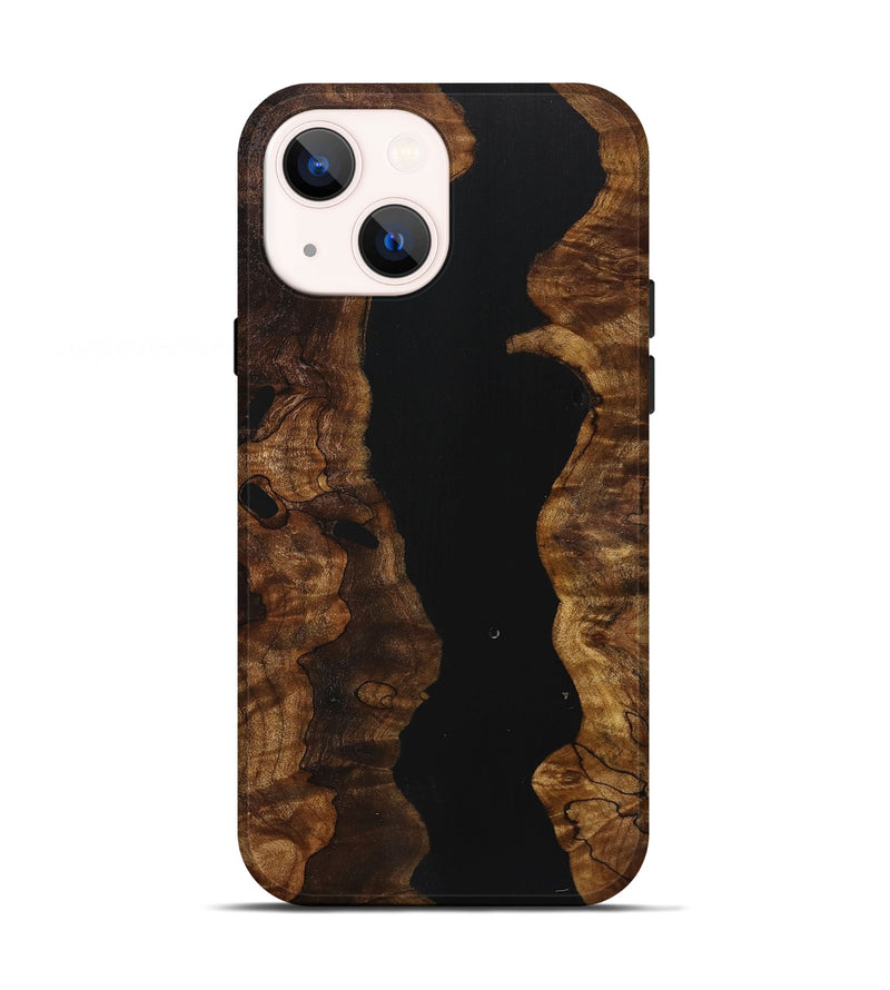 iPhone 13 Wood+Resin Live Edge Phone Case - Tameka (Pure Black, 721040)