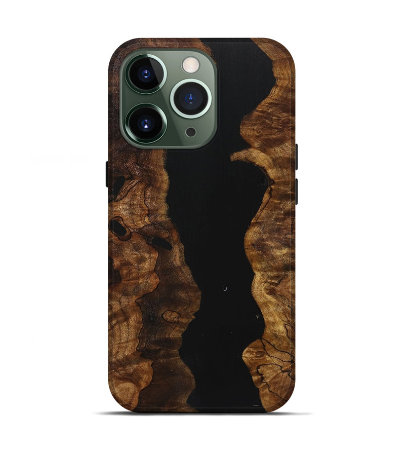 iPhone 13 Pro Wood+Resin Live Edge Phone Case - Tameka (Pure Black, 721040)