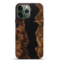 iPhone 13 Pro Max Wood+Resin Live Edge Phone Case - Tameka (Pure Black, 721040)