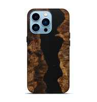 iPhone 14 Pro Wood+Resin Live Edge Phone Case - Tameka (Pure Black, 721040)