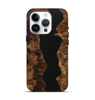 iPhone 15 Pro Wood+Resin Live Edge Phone Case - Tameka (Pure Black, 721040)