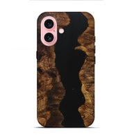 iPhone 16 Wood+Resin Live Edge Phone Case - Tameka (Pure Black, 721040)