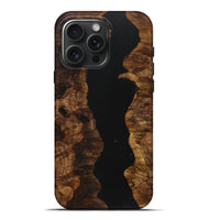 iPhone 16 Pro Max Wood+Resin Live Edge Phone Case - Tameka (Pure Black, 721040)