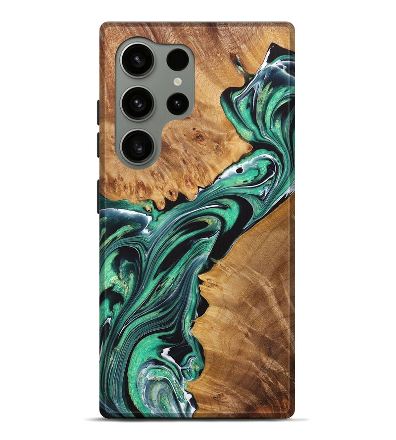 Galaxy S24 Ultra Wood+Resin Live Edge Phone Case - Amiyah (Green, 721054)