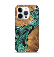 iPhone 15 Pro Wood+Resin Live Edge Phone Case - Amiyah (Green, 721054)