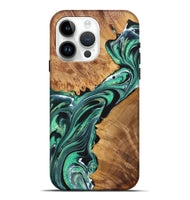 iPhone 15 Pro Max Wood+Resin Live Edge Phone Case - Amiyah (Green, 721054)