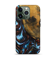 iPhone 13 Pro Wood+Resin Live Edge Phone Case - Lila (Teal & Gold, 721064)