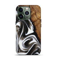 iPhone 13 Pro Wood+Resin Live Edge Phone Case - Courtney (Black & White, 721068)