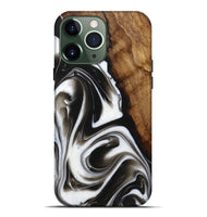 iPhone 13 Pro Max Wood+Resin Live Edge Phone Case - Courtney (Black & White, 721068)