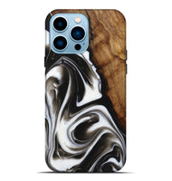 iPhone 14 Pro Max Wood+Resin Live Edge Phone Case - Courtney (Black & White, 721068)