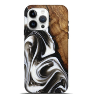 iPhone 15 Pro Max Wood+Resin Live Edge Phone Case - Courtney (Black & White, 721068)