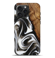 iPhone 16 Pro Max Wood+Resin Live Edge Phone Case - Courtney (Black & White, 721068)