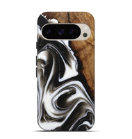 Pixel 9 Wood+Resin Live Edge Phone Case - Courtney (Black & White, 721068)