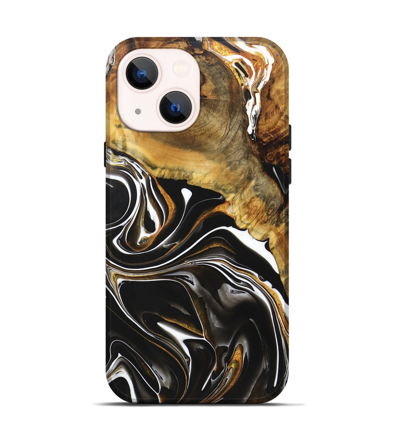 iPhone 14 Wood+Resin Live Edge Phone Case - Maddox (Black & White, 721070)