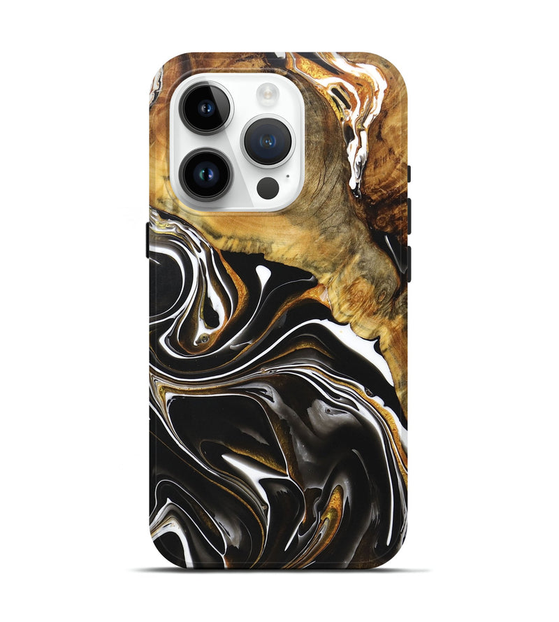 iPhone 15 Pro Wood+Resin Live Edge Phone Case - Maddox (Black & White, 721070)