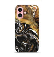 iPhone 16 Wood+Resin Live Edge Phone Case - Maddox (Black & White, 721070)