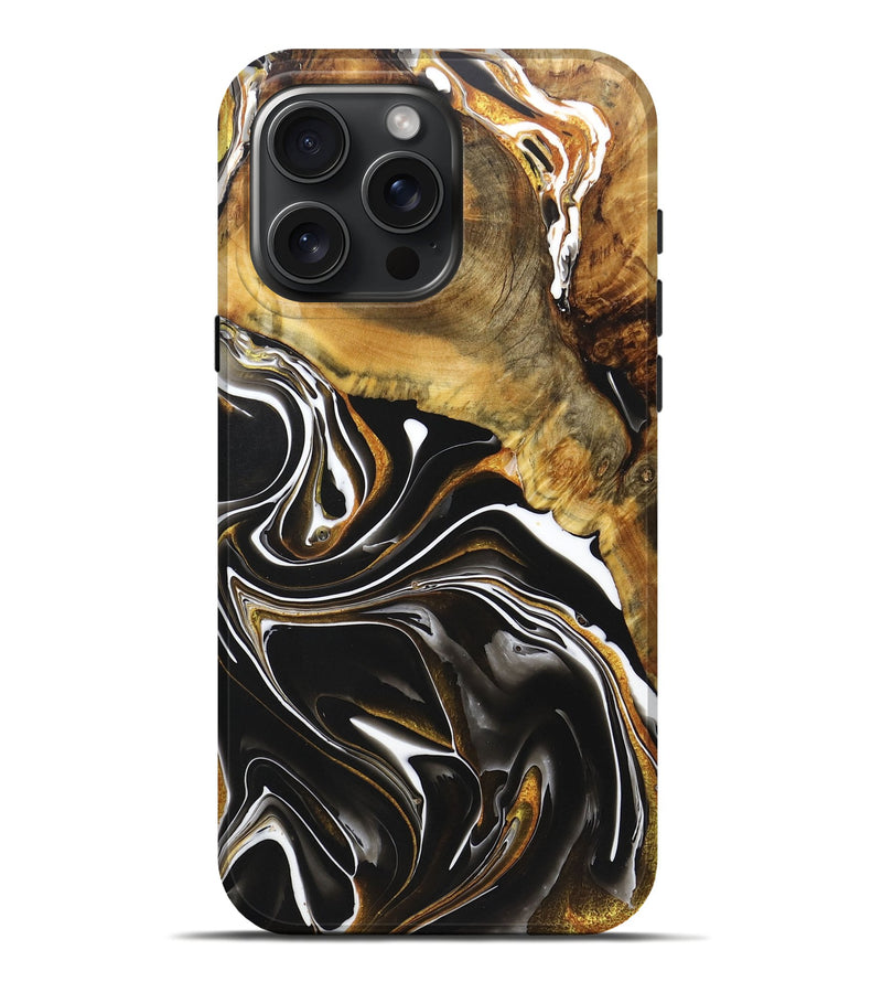 iPhone 16 Pro Max Wood+Resin Live Edge Phone Case - Maddox (Black & White, 721070)