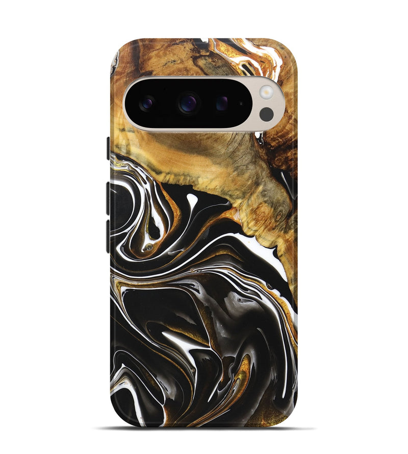 Pixel 9 Wood+Resin Live Edge Phone Case - Maddox (Black & White, 721070)