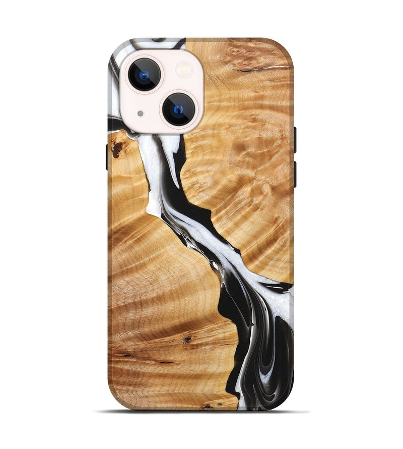 iPhone 14 Wood+Resin Live Edge Phone Case - Taryn (Black & White, 721071)