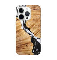 iPhone 15 Pro Wood+Resin Live Edge Phone Case - Taryn (Black & White, 721071)