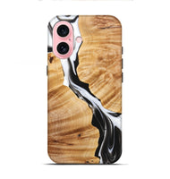 iPhone 16 Wood+Resin Live Edge Phone Case - Taryn (Black & White, 721071)