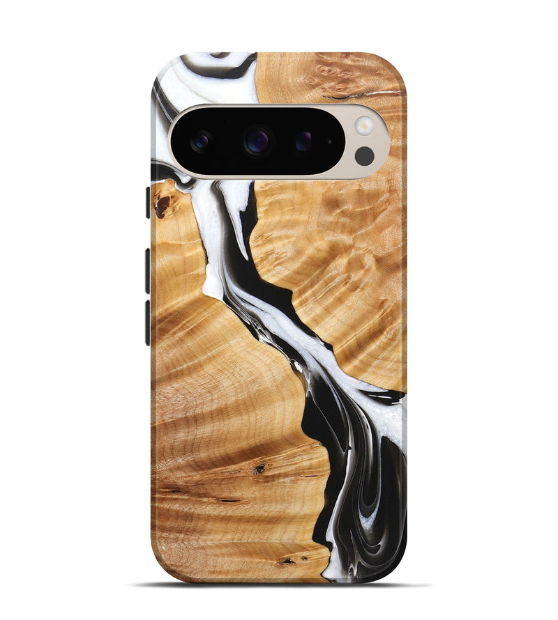 Pixel 9 Wood+Resin Live Edge Phone Case - Taryn (Black & White, 721071)