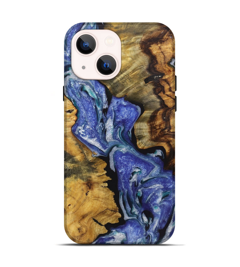 iPhone 14 Wood+Resin Live Edge Phone Case - Victoria (Blue, 721073)