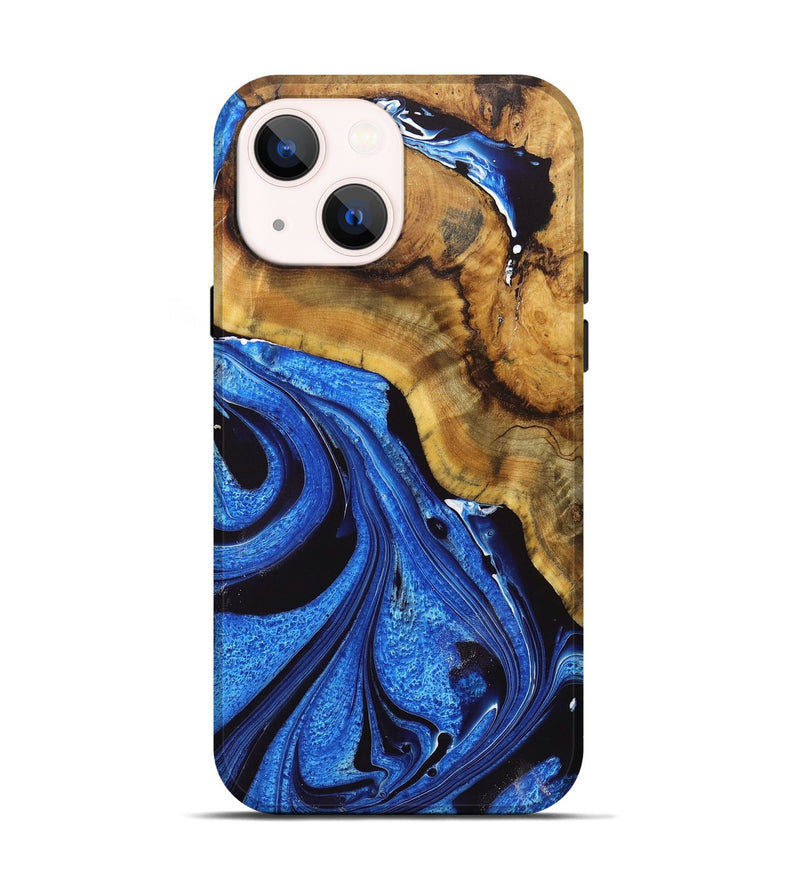 iPhone 14 Wood+Resin Live Edge Phone Case - Staci (Blue, 721075)