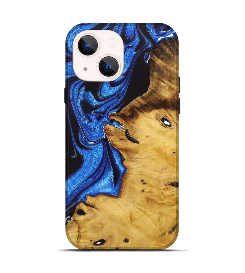 iPhone 14 Wood+Resin Live Edge Phone Case - Marian (Blue, 721076)