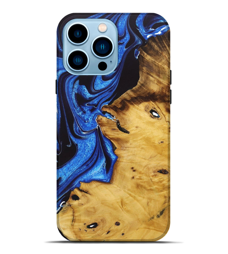 iPhone 14 Pro Max Wood+Resin Live Edge Phone Case - Marian (Blue, 721076)