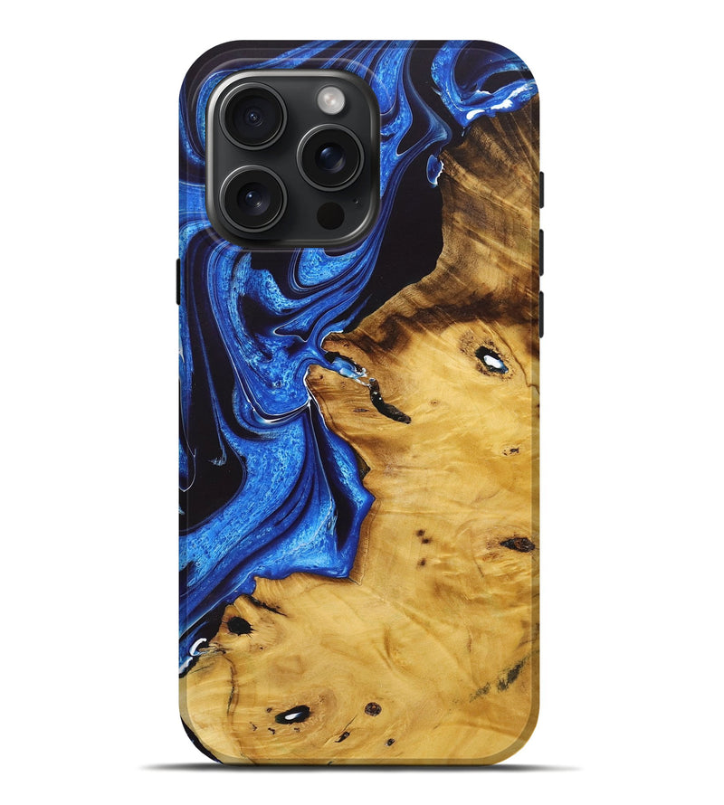 iPhone 16 Pro Max Wood+Resin Live Edge Phone Case - Marian (Blue, 721076)