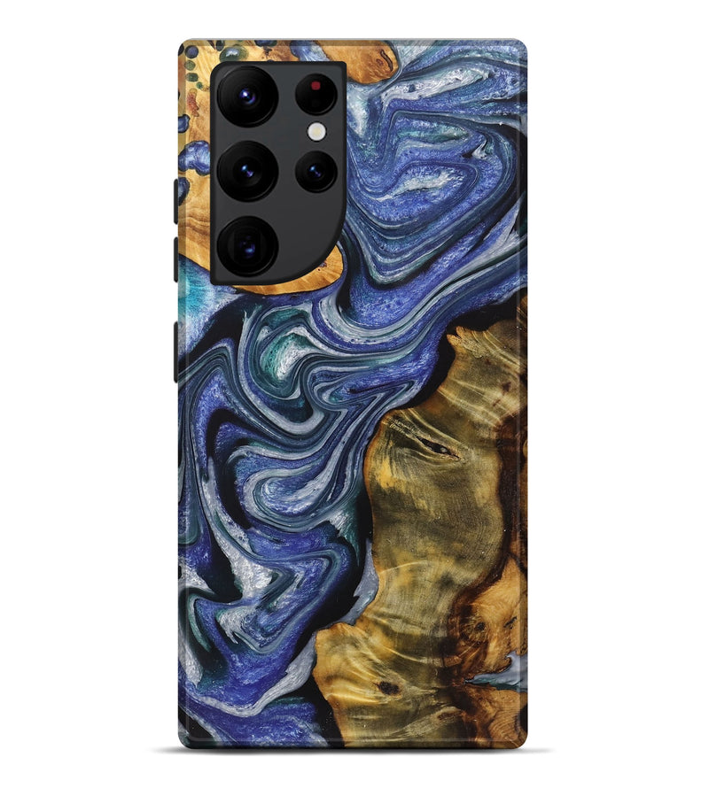 Galaxy S22 Ultra Wood+Resin Live Edge Phone Case - Bernadette (Blue, 721077)