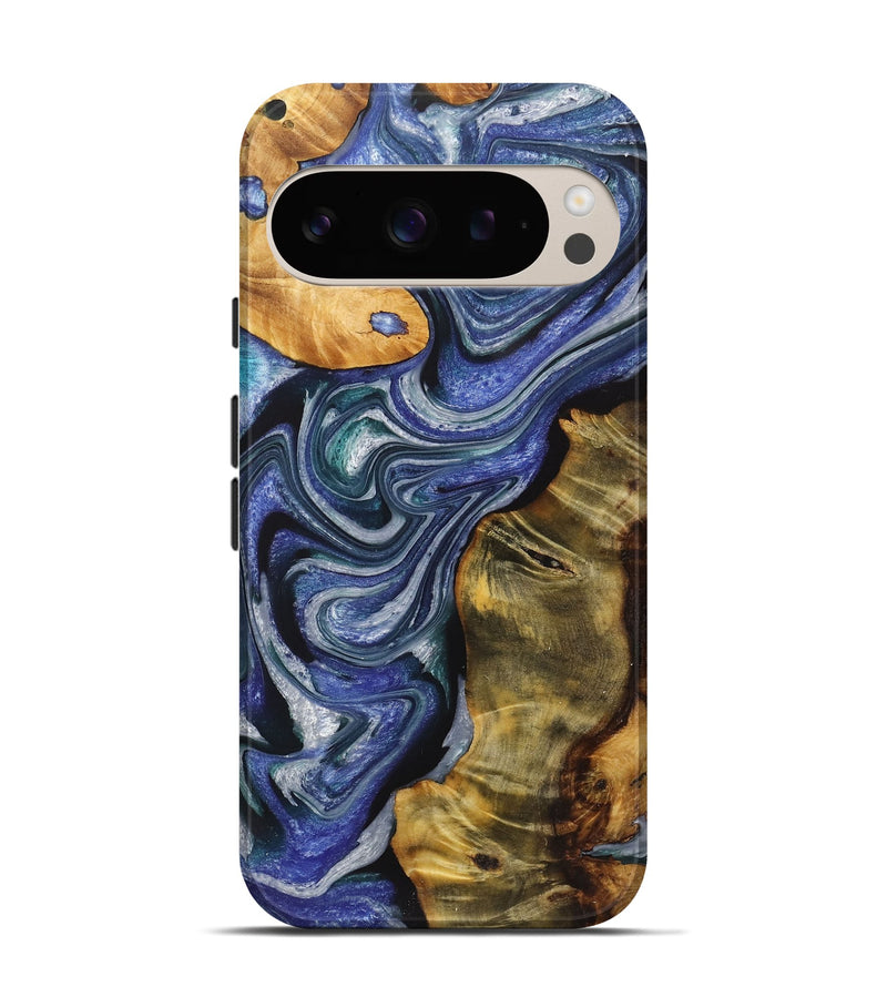 Pixel 9 Wood+Resin Live Edge Phone Case - Bernadette (Blue, 721077)